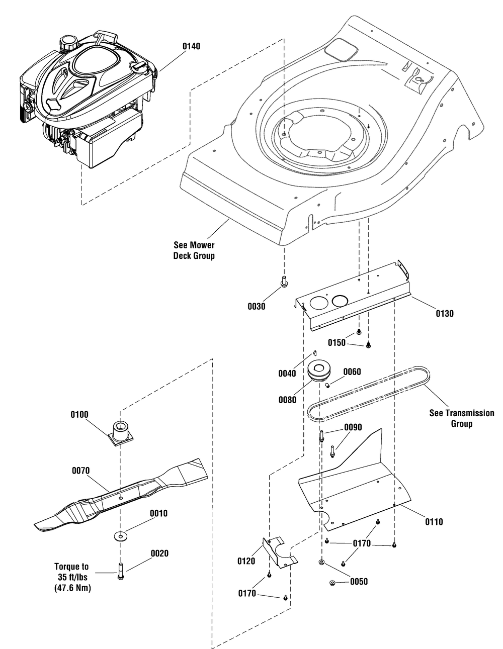 Engine And Blade Group (7502108_7502757) Diagram and Parts List for 7800719-EMPV21675 2011 Briggs and Stratton Lawn Mower